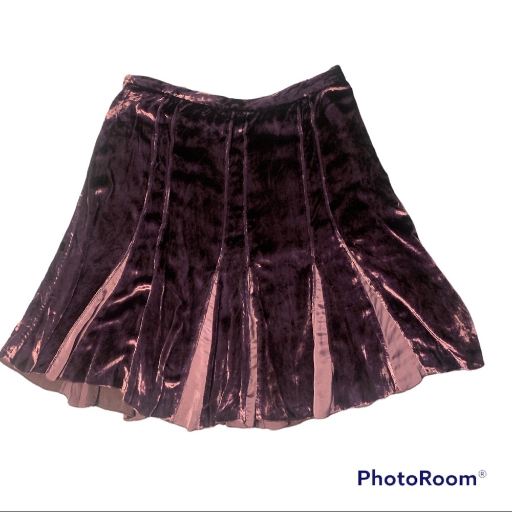 Club Monaco Crush Velvet Lush Purple Pleated Skirt Sz 4